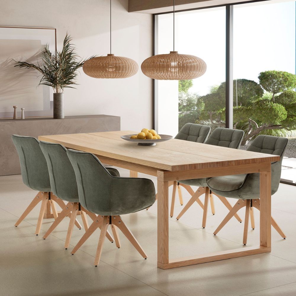 Tavolo rettangolare fisso rovere RINA 220x100x76H  – Eleganza mediterranea
