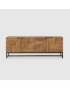 Mobile tv Nereida in legno massiccio di mango con gambe in metallo Nero 160x40x58H