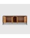 Mobile tv Nereida in legno massiccio di mango con gambe in metallo Nero 160x40x58H
