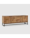 Mobile tv Nereida in legno massiccio di mango con gambe in metallo Nero 160x40x58H