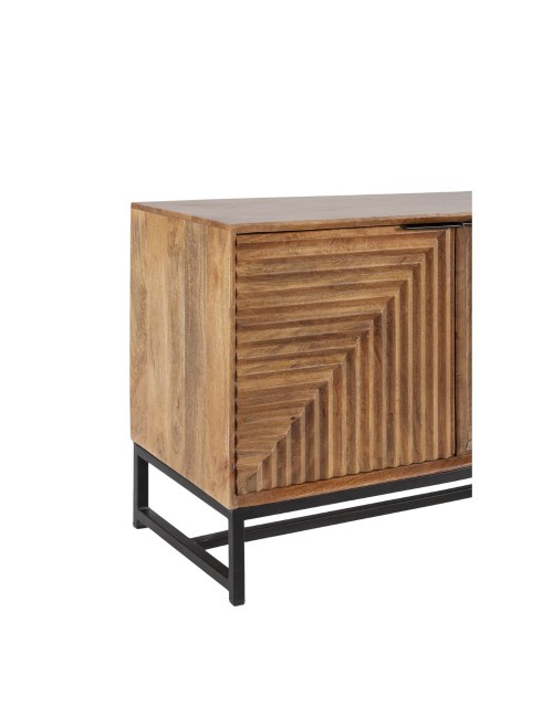 Mobile tv Nereida in legno massiccio di mango con gambe in metallo Nero 160x40x58H