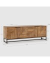 Mobile tv Nereida in legno massiccio di mango con gambe in metallo Nero 160x40x58H