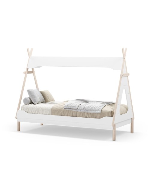 Letto a tenda singolo Nora bianco e pino 205,6x104,1x162,4 – Un rifugio da sogno per grandi avventure