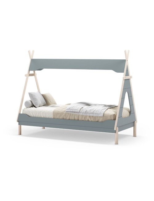 Letto a tenda singolo Nora verde petrolio e bianco 205,6x104,1x162,4 – Un rifugio da sogno per grandi avventure