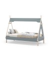 Letto a tenda singolo Nora verde petrolio e bianco 205,6x104,1x162,4 – Un rifugio da sogno per grandi avventure