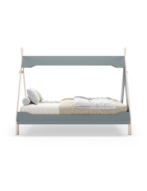 Letto a tenda singolo Nora verde petrolio e bianco 205,6x104,1x162,4 – Un rifugio da sogno per grandi avventure