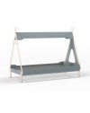Letto a tenda singolo Nora verde petrolio e bianco 205,6x104,1x162,4 – Un rifugio da sogno per grandi avventure