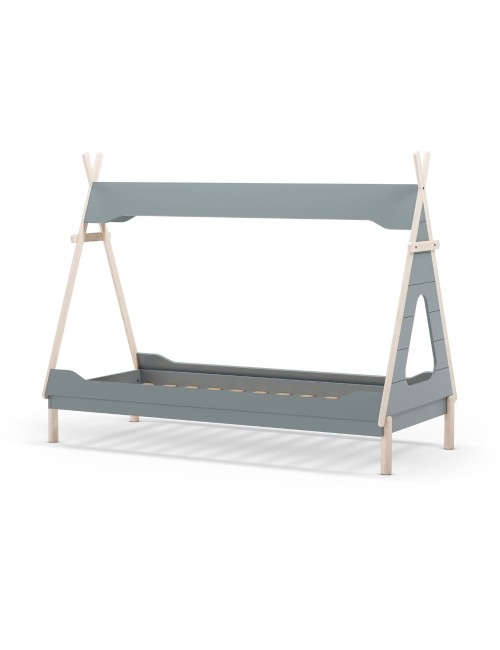 Letto a tenda singolo Nora verde petrolio e bianco 205,6x104,1x162,4 – Un rifugio da sogno per grandi avventure