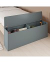 Letto singolo Odessa in legno massiccio con testiera a casetta e pediera contenitore verde cachi e pino 216,5x128,5x153H