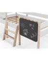 Letto rialzato a casetta Mint in legno massiccio bianco e pino con lavagnetta