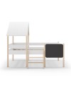 Letto rialzato a casetta Mint in legno massiccio bianco e pino con lavagnetta