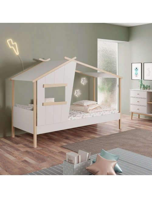 Letto singolo a casetta Luba in legno massiccio – Un rifugio incantato per i sogni del tuo bambino