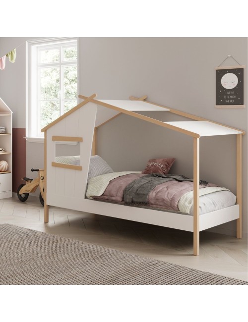 Letto singolo a casetta Luba in legno massiccio – Un rifugio incantato per i sogni del tuo bambino
