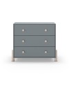 Cassettiera Enola in legno massiccio con 3 cassetti verde cachi e gambe in pino naturale 90x40x80H