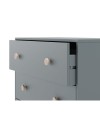 Cassettiera Enola in legno massiccio con 3 cassetti verde cachi e gambe in pino naturale 90x40x80H