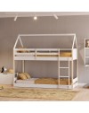 Letto a castello Montessori a forma di casetta in legno bianco – Due sogni sotto un unico tetto, con stile e funzionalità