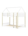 Letto a castello Montessori a forma di casetta in legno bianco – Due sogni sotto un unico tetto, con stile e funzionalità