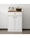 Mobile multiuso Viola con 2 ante e 1 cassetto 64x45x90H – Bianco con Top rovere scuro