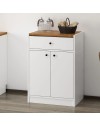 Mobile multiuso Viola con 2 ante e 1 cassetto 64x45x90H – Bianco con Top rovere scuro