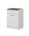 Mobile multiuso Viola con 2 ante e 1 cassetto 64x45x90H – Bianco con Top rovere scuro