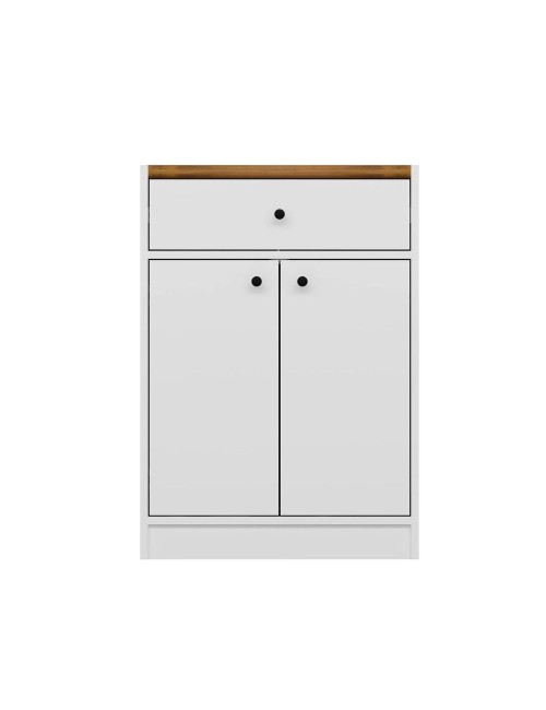 Mobile multiuso Viola con 2 ante e 1 cassetto 64x45x90H – Bianco con Top rovere scuro