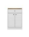 Mobile multiuso Viola con 2 ante e 1 cassetto 64x45x90H – Bianco con Top rovere scuro