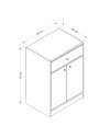 Mobile multiuso Viola con 2 ante e 1 cassetto 64x45x90H – Bianco con Top rovere scuro