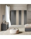 Camera da letto Faba armadio 6 ante battenti grigio e talco e letto contenitore in legno