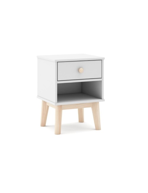 Comodino in legno massiccio bianco Esteban 40x35x53H – Design compatto e funzionale