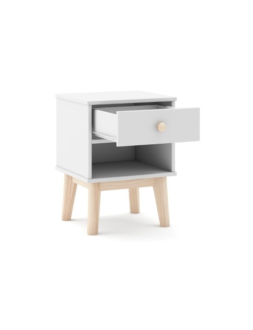 Comodino in legno massiccio bianco Esteban 40x35x53H – Design compatto e funzionale