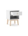 Comodino in legno massiccio bianco Esteban 40x35x53H – Design compatto e funzionale