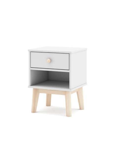Comodino in legno massiccio bianco Esteban 40x35x53H – Design compatto e funzionale