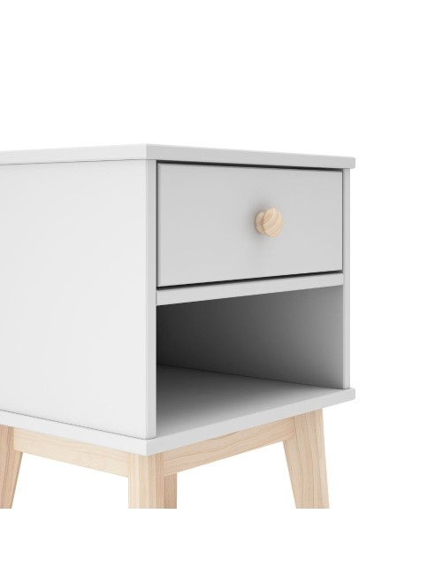 Comodino in legno massiccio bianco Esteban 40x35x53H – Design compatto e funzionale