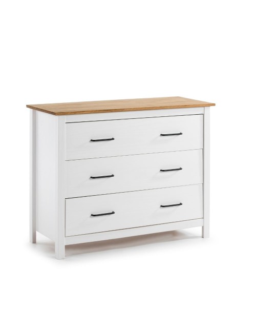 Comò Miranda in legno massiccio bianco e pino 100x40x80H – Stile Elegante e Robusto