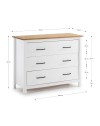 Comò Miranda in legno massiccio bianco e pino 100x40x80H – Stile Elegante e Robusto