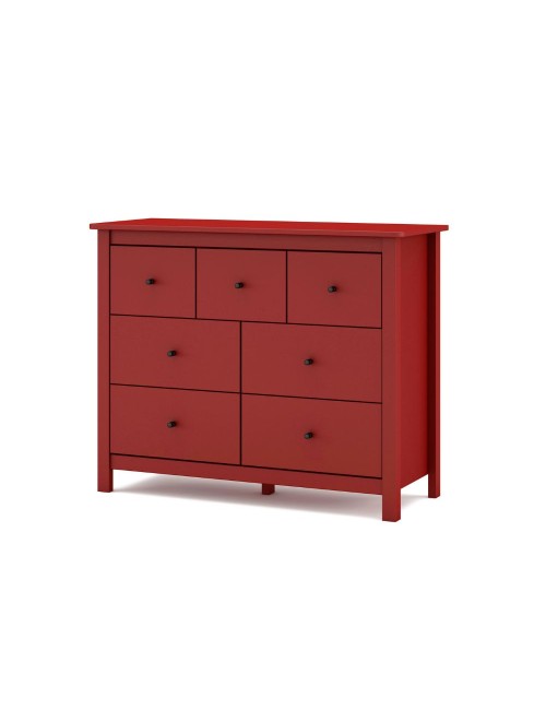 Cassettiera Misti in legno massiccio bordeaux 110x40x820H – 7 Cassetti, Design e organizzazione