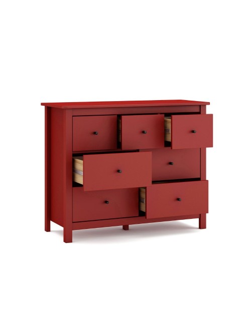 Cassettiera Misti in legno massiccio bordeaux 110x40x820H – 7 Cassetti, Design e organizzazione