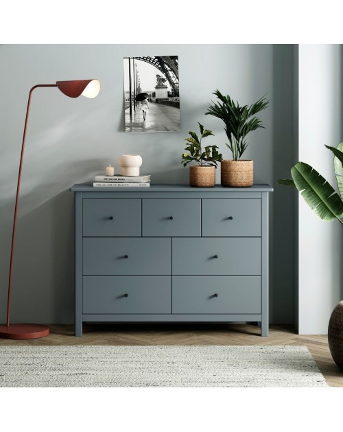 Cassettiera Misti in legno massiccio verde cachi 110x40x820H – 7 Cassetti, Design e organizzazione