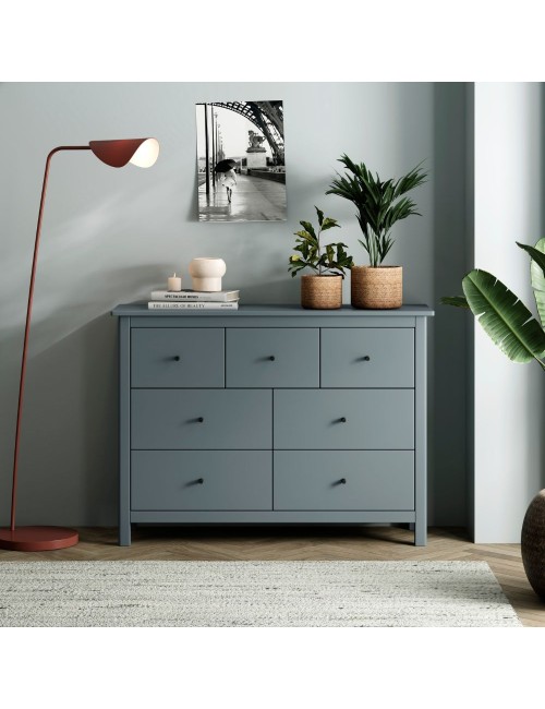 Cassettiera Misti in legno massiccio verde cachi 110x40x820H – 7 Cassetti, Design e organizzazione