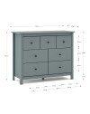 Cassettiera Misti in legno massiccio verde cachi 110x40x820H – 7 Cassetti, Design e organizzazione