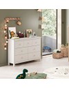 Cassettiera Max in legno massiccio bianco 110x40x80H – 7 Cassetti, stile e versatilità