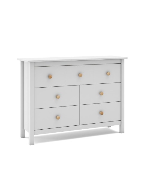 Cassettiera Max in legno massiccio bianco 110x40x80H – 7 Cassetti, stile e versatilità