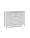 Cassettiera Max in legno massiccio bianco 110x40x80H – 7 Cassetti, stile e versatilità