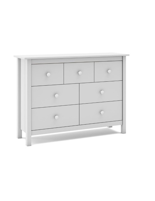 Cassettiera Max in legno massiccio bianco 110x40x80H – 7 Cassetti, stile e versatilità