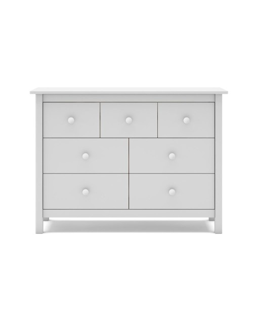 Cassettiera Max in legno massiccio bianco 110x40x80H – 7 Cassetti, stile e versatilità