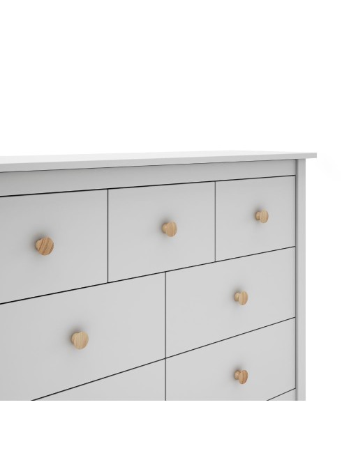 Cassettiera Max in legno massiccio bianco 110x40x80H – 7 Cassetti, stile e versatilità