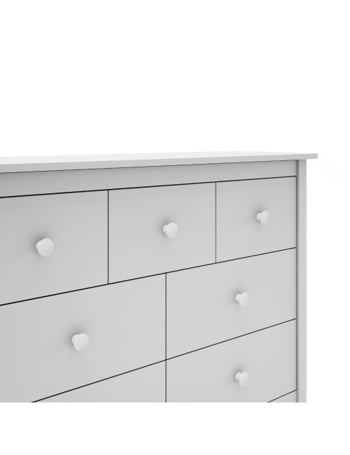 Cassettiera Max in legno massiccio bianco 110x40x80H – 7 Cassetti, stile e versatilità