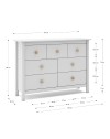 Cassettiera Max in legno massiccio bianco 110x40x80H – 7 Cassetti, stile e versatilità