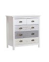 Comò in legno massiccio bianco grigio e crema Romantica 79x40x80H – Eleganza Naturale con 5 cassetti