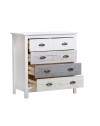 Comò in legno massiccio bianco grigio e crema Romantica 79x40x80H – Eleganza Naturale con 5 cassetti